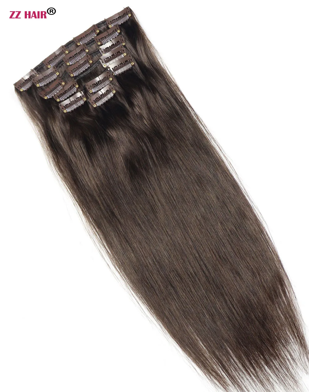 ZZHAIR 80 г 1"-20" Искусственные волосы одинаковой направленности заколки для волос в 7 шт набор человеческих волос для наращивания бразильские Натуральные Прямые Волосы