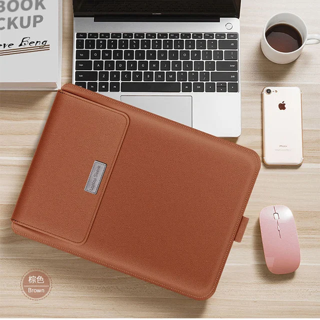3 in1 Laptop Bag Case for Macbook Air Pro PU Leather 13/14/15/15.6 inch Notebook Cover Laptop Sleeve Bag with Stand Mouse Pad 5