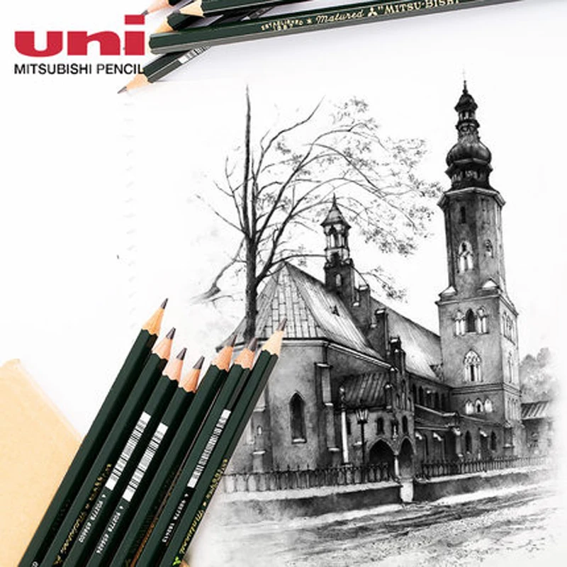 12 шт./лот Uni 9800 карандаши для рисования 2B 8B разноцветные серого цвета