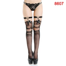 Женские кружевные чулки в сетку, до бедра, выше колена, длинные носки, чулки, Эротическое нижнее белье ASD88