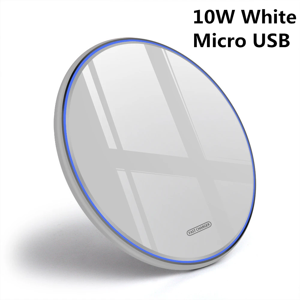 White 10W Micro USB DCAE Quick 15 Вт QI Беспроводное зарядное устройство для samsung S10 S9 Note 10 9 USB C 10 Вт QC 3,0 Быстрая зарядка для iPhone 11 XS XR X 8 Airpods - Цвет: White 10W Micro USB