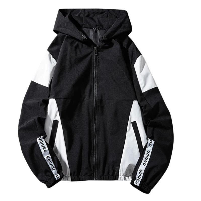 

YOUTHUP 2020 Spring Men's Hooded Contrastde Color Jacket Male Color Matching Jackets Three Colors Spring and Autumn M-5XL