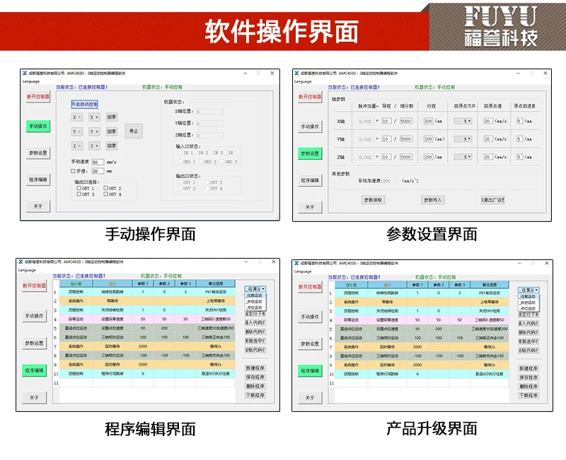 FUYU трехосевой контроллер движения программируемый AMC 4030 шаговый двигатель Сегментированный круглый контроллер движения