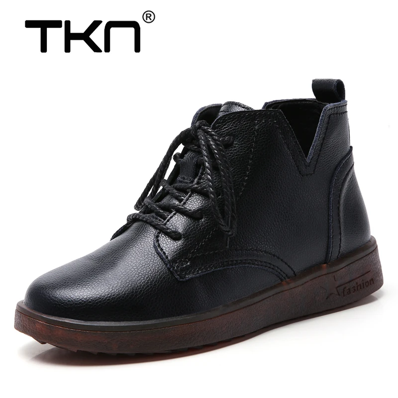 TKN/женские Теплые ботильоны; ботинки из натуральной кожи; женские теплые зимние ботинки с плюшевой стелькой; LSJ1207