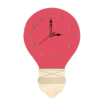 

Nordic Style Modern Light Bulb Solid color Wall Clock Silent Wooden Clock for Home Living Room