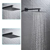 Onyzpily Showerhead Rainfall Black  8/10/12/16 inch Ultra-thin Stainless Steel Square Top Spray Wall Mounted  Rainfall Shower He ► Photo 3/6