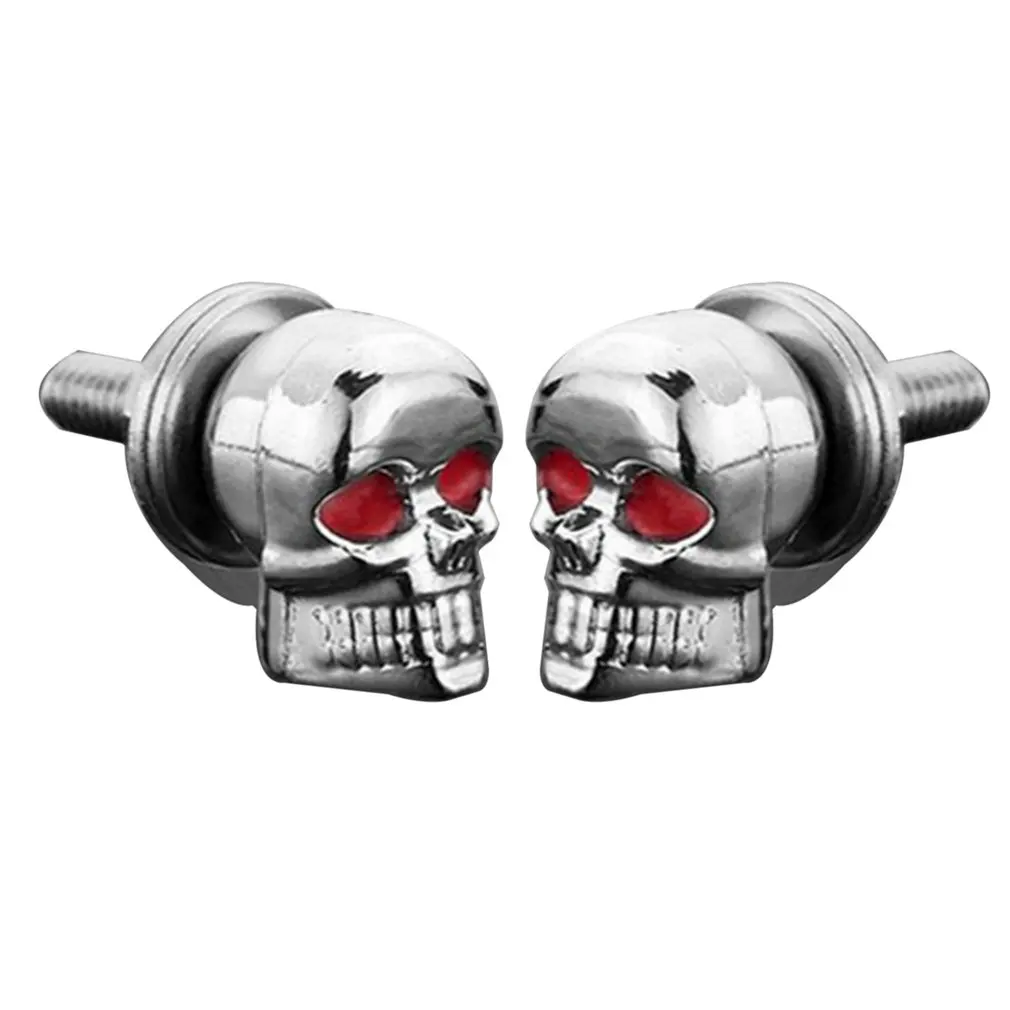 

A Pair/Set Motorcycle Car Accessories Skull Decoration License Plate Frame Bolts Screw Fastener for Motorcycle Black/Silver