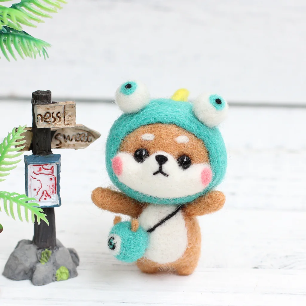 1Set Felt DIY Package Toy Doll Cartoon Animal Wool Poked Kitting Non-Finished Handcarft Felting Material | Дом и сад
