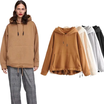 

2020 Harajuku Women Hoodies Top Sweatshirts Hooded Cashmere Loose Clothes Kangaroo Solid Hooded Fashion Casual Female Sweatshirt