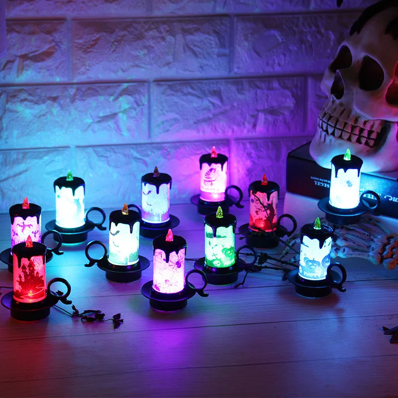 Halloween Decoration Props Candle Lights Festival Atmosphere Props Plastic Candle Cup LED Electronic Neon Candle Light