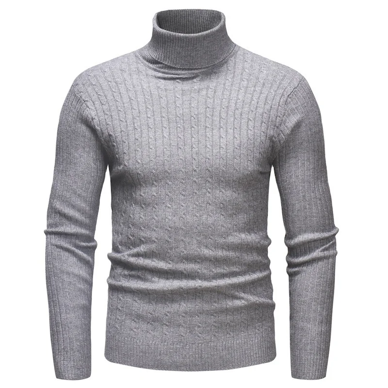 Men's Solid Casual Long Sleeve Turtleneck Sweater Knitted Ribbed Slim Fit Pullover Thermal Sweater high neck sweater men