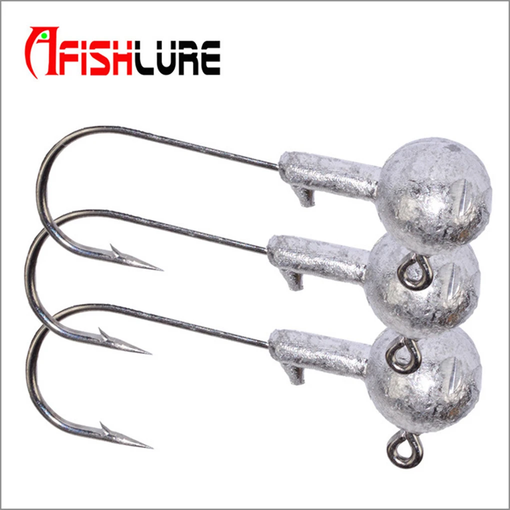 NO.2 elenxs A FISH LURE 5PCS Carbon Steel and Lead Material Carp Fishing Hook Set Round Shape Ball Jig Head Fishing Tackle Hooks - Color: NO.2