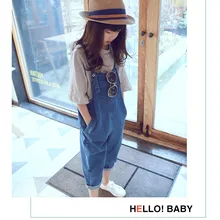 Джинсы для девочек; сезон весна-осень; модные ковбойские подтяжки в Корейском стиле; специальное предложение