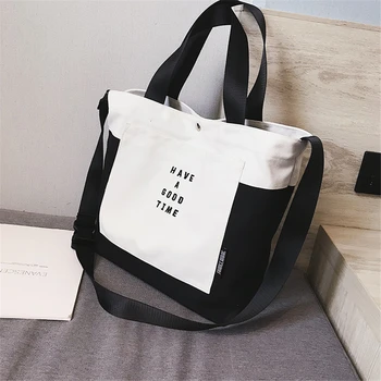 

Women Trend Panelled Canvas Shoulder Bag Ladies Tote Hand Bags Female Shopping Bag High Quality Crossbody Bags for Women 2020