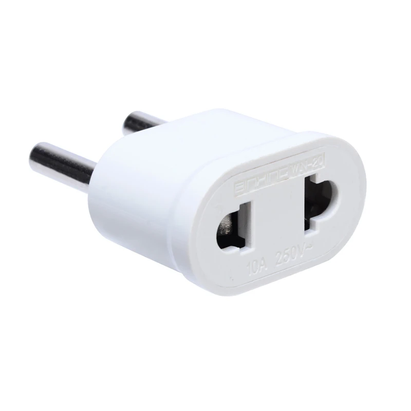 

1pc EU Plug Adapter US USA to EU Europe European Travel Adapter Electric Plug Power Cord Charger Sockets Outlet White
