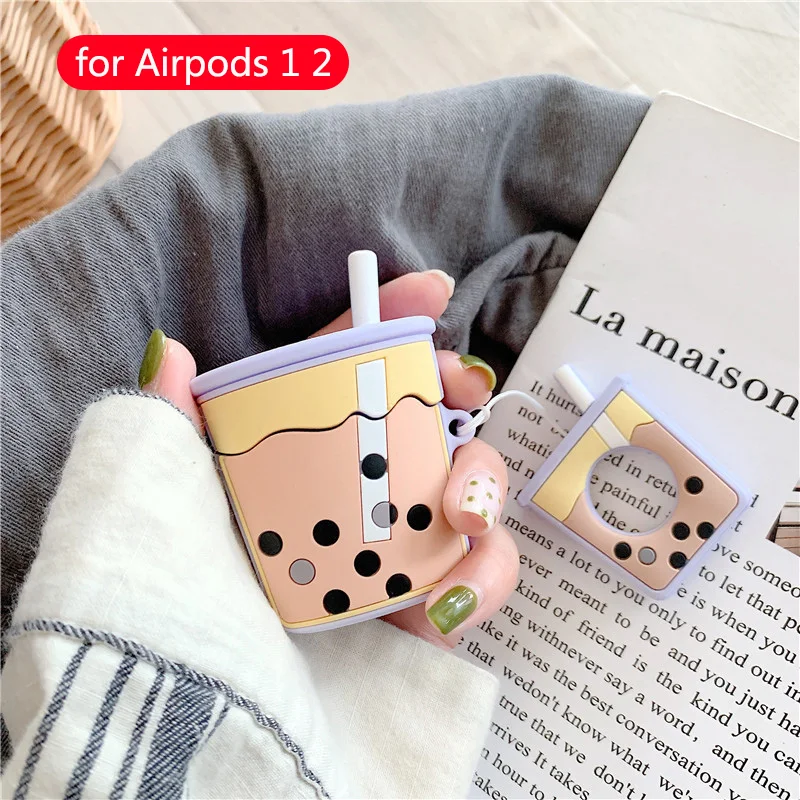Милый беспроводной чехол для наушников с Bluetooth для apple airpods 2, силиконовая Мягкая коробка с рисунком молочного чая, аксессуары для airpods - Цвет: 73
