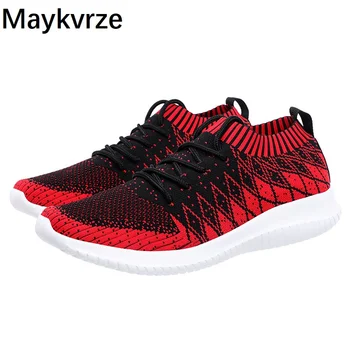 

men shoes flying woven running sneakers Big size 39-48 fashion Comfortable breathable soft bottom men's sports wild casual shoes