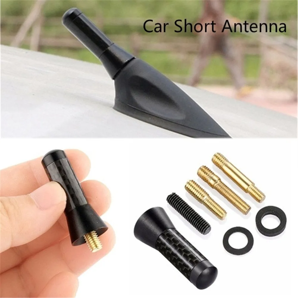 

Car Roof Antenna Enhanced Signal 1.4" Carbon Fiber Screw Metal 3.5cm Short Stubby Mast Car Radio Aerial Antenna Accessories