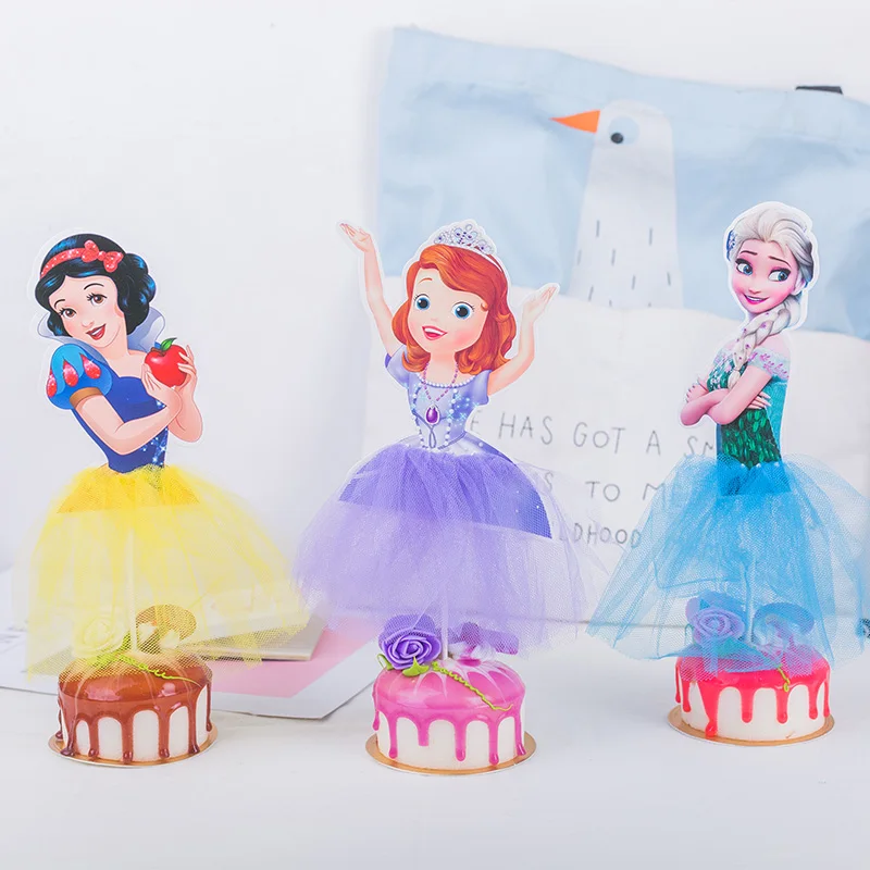 Frozen Princess Cake Toppers Supplies Cake Flag Girls Birthday Party Decor Anniversaire Party Supplies Kids Favor party decorations birthday party supplies cake topper cake decorations cake toppers