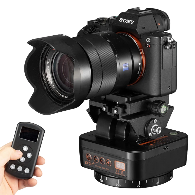 ZIFON YT-1000 Panoramic head for Phones DSLR Camera Pan Tilt Motorized Rotating Automatic Remote Control Tripod Head Stabilizer