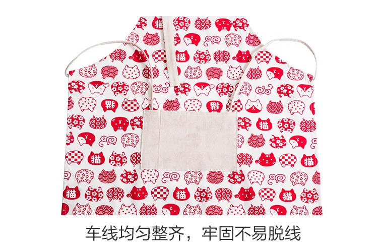 Japanese Style Cotton Linen Apron Oil Resistant Cooking Apron Household Kitchen Adult Women's Fashion Sleeveless Overclothes