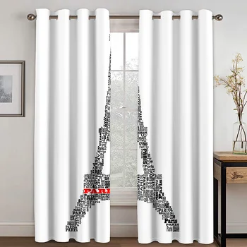 

Iron Tower Striped Printing Simple Curtain Living Room Bedroom Curtain Home Decoration Hotel Curtain Essential Curtain