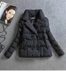 2023 Winter Women Jacket Coat Cotton Clothing Short  New Slim Ladies Warm Parka Black Sutdent Clothes