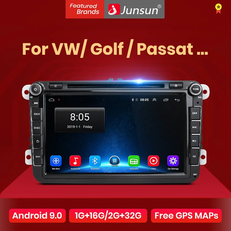 Junsun 8 &quot2 din Android 9 0 автомобильный DVD радио плеер для VW Golf passat b6 Touran polo СЕДАН Tiguan jetta GPS