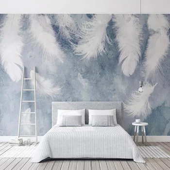 

Nordic Style Mural Wallpaper 3D White Feather Photo Wall Murals Living Room Bedroom Home Decor Self-Adhesive Waterproof Stickers