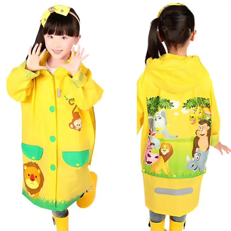 Long Hiking Children Raincoat Lightweight Cute Blue Waterproof