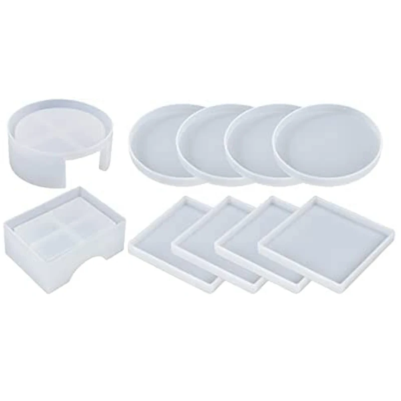 Silicone Coaster Mold Resin Coaster Mold Kit With 10 Square And Round