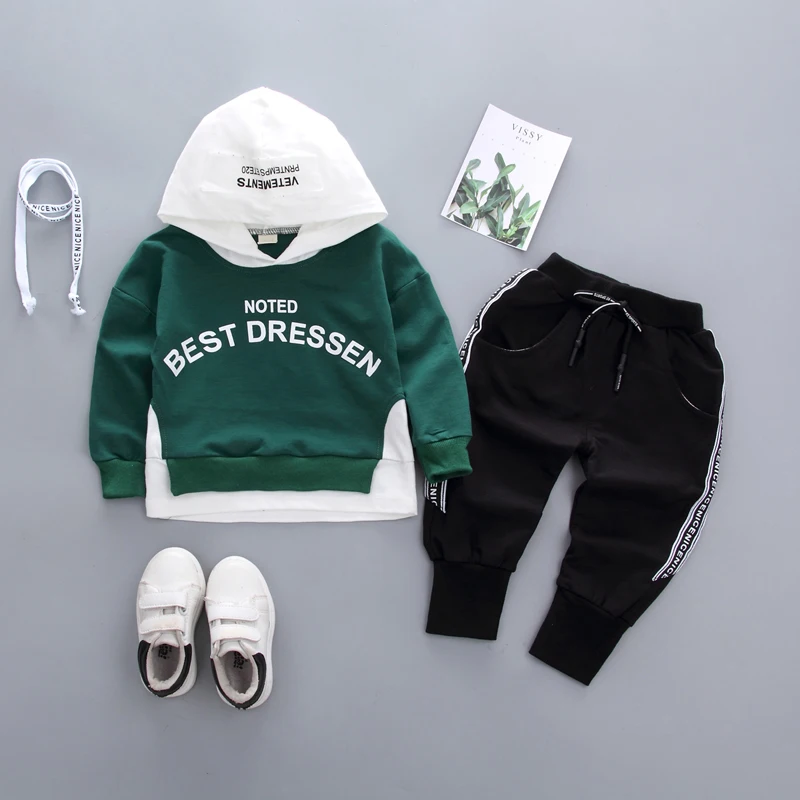 Spring Autumn Kids Cotton Clothes Sets Baby Girls Boys Sports Hooded T-Shirt Pants 2pcs/Sets Fashion Children Casual Tracksuits |