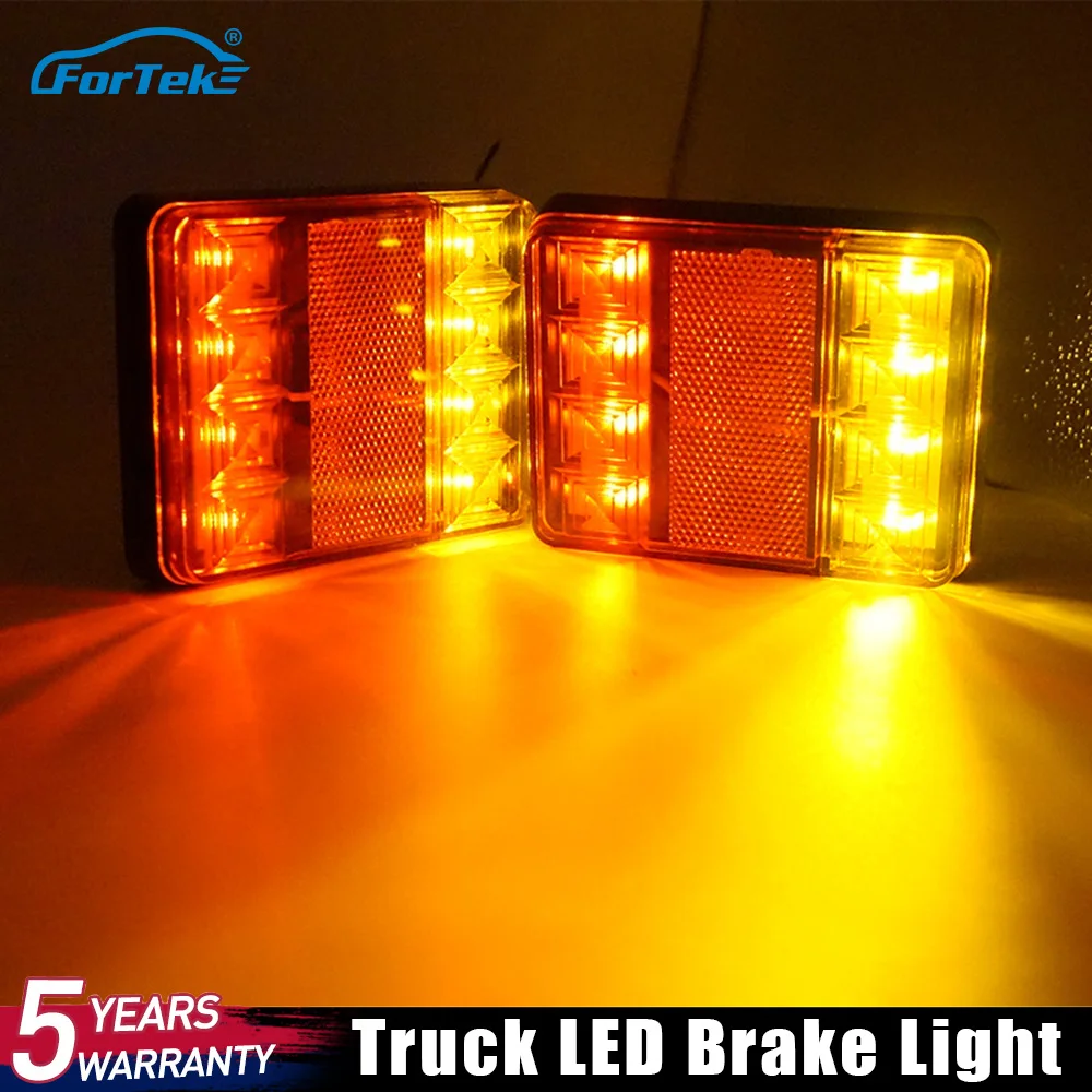 

FORTEK Waterproof 8 LED Car Tail Light Warning Rear Lamp Pair Boat Trailer 12V Parts For Trailer Truck Car Taillights