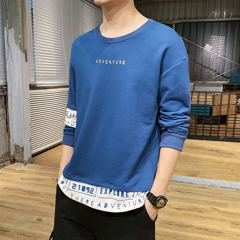Мужская футболка с длинными рукавами Осень бренд тренд печати Топы модная красивая одежда мужская Осенняя футболка