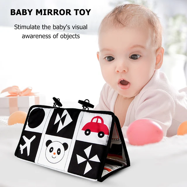 Tummy Time Floor Mirror Visually Inspire Black and White Educational Toys 0-3 Years Old Polyester Baby Mirror Newborn Gift Toy 2