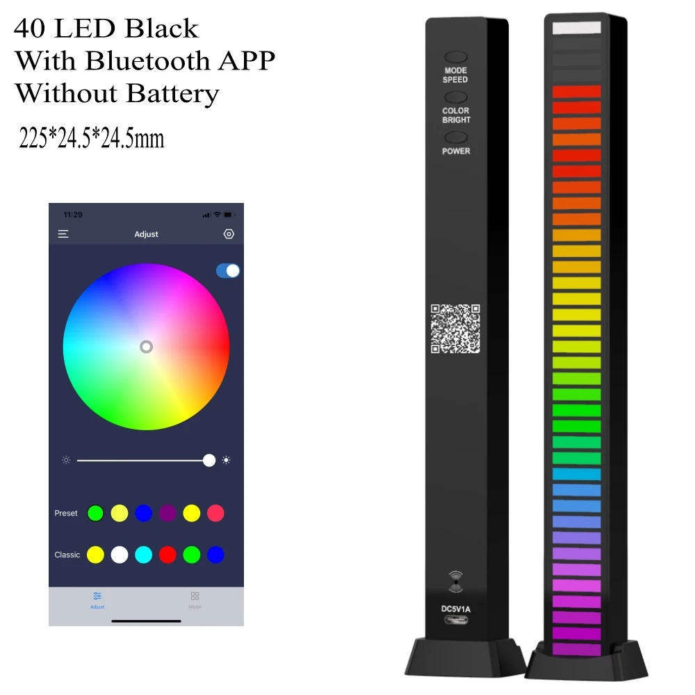 Voice APP Control 40LED 3D Stereo Music Spectrum LED Light Audio Level Indicator Amplifier VU Meter Car Player Atmosphere Lamps 3 channel amplifier Audio Amplifier Boards