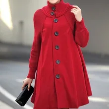 Осень и зима, стиль, корейский стиль, платье большого размера, шерстяное пальто средней длины свободного кроя, плащ, шерстяной Тренч