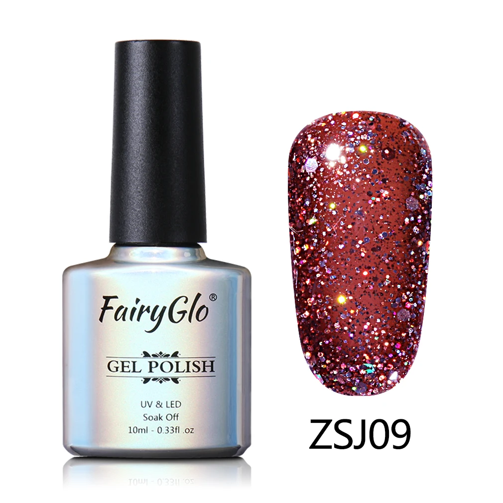 FairyGlo 10 мл Алмазный Гель-лак для ногтей Vernis Полупостоянный УФ-светодиодный Блестящий Гель-лак с эффектом замачивания Гибридный эмалированный лак - Цвет: ZSJ009