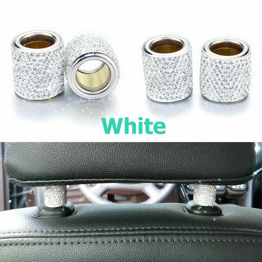 

Car Interior Accessories Headrest 2Pcs Car Seat Crystal Headrest Decor Ring Collars Girls Rhinestone Diamond Rhinestone