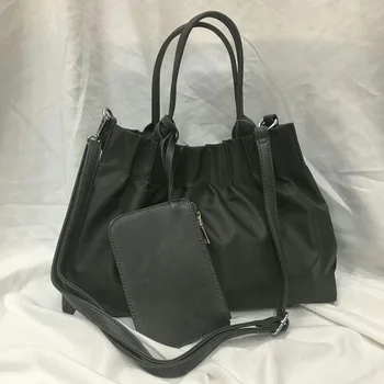 

Over Large Female Nylon Pleated Handbag Maxi Women Teenager Big Capacity Light Casual Diaper Fabric Fashion Black Top-handle Bag
