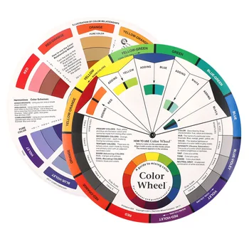

12 Color Professional Tattoo Nail Pigment Wheel Paper Card Three-tier Design Mix Guide Round The Central Circle Rotates