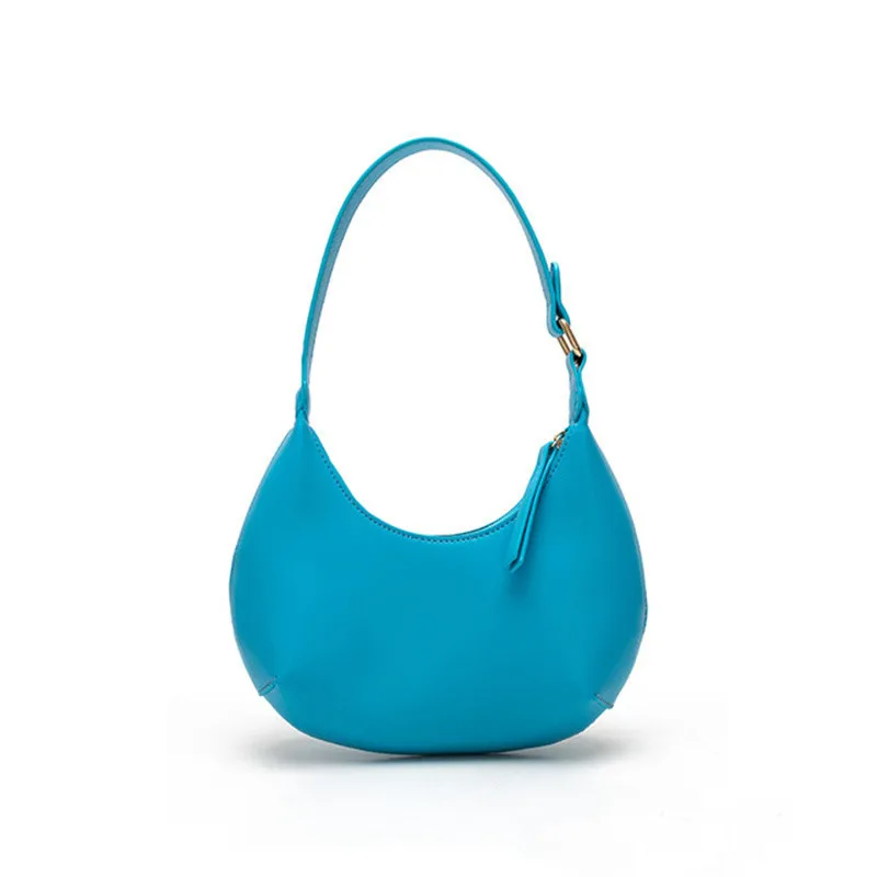 FIRMRANCH Woman's Stylish Solid Color Half Moon Design Sweet Macaron High Quality Daily Date Casual Shoulder Orange Armpit Bag 