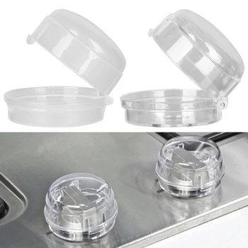

2/4Pcs Transparent Gas Stove Oven Knob Cover Padlock Lid Lock Protector Baby Kitchen Safety Children Protection Accessories