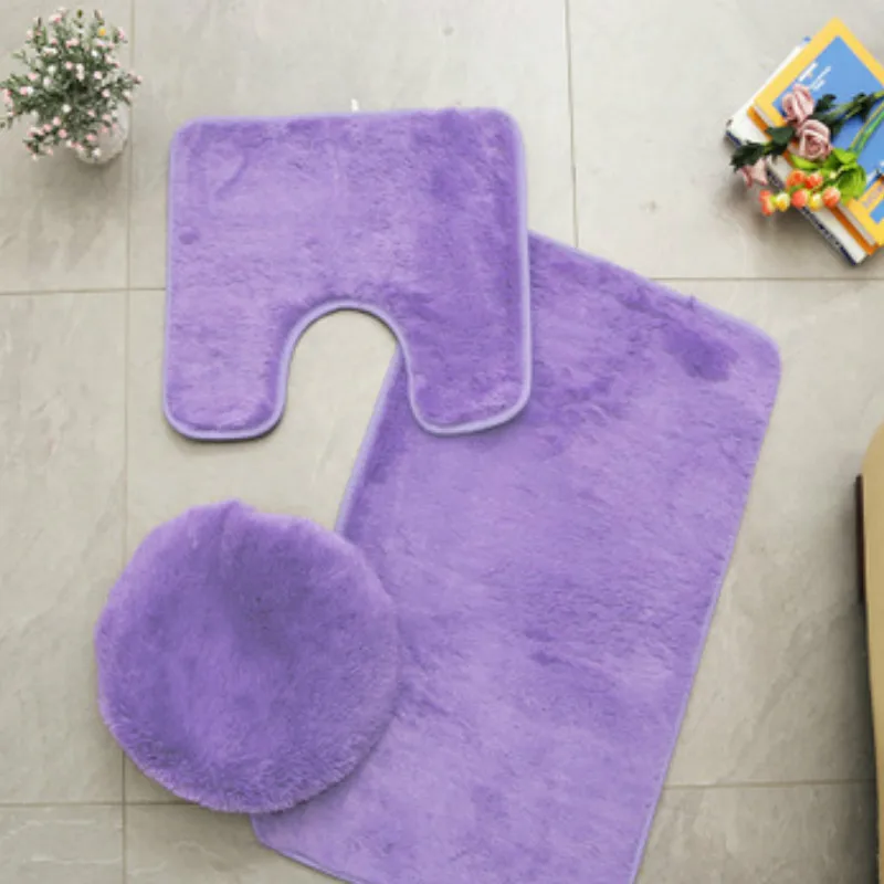 light purple 3 шт./компл. Ванная комната комплект Нескользящие коврики сиденье для унитаза крышка Мягкий банный коврик Ванная комната коврики, хорошо впитывают воду, ковровых покрытий - Цвет: light purple