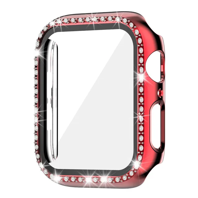 Diamond Bumper Protective Case for Apple Watch Cover Series 7 6 SE 54 38MM 42MM For Iwatch 45mm 41mm 40mm 44mm Apple Watch Case Red