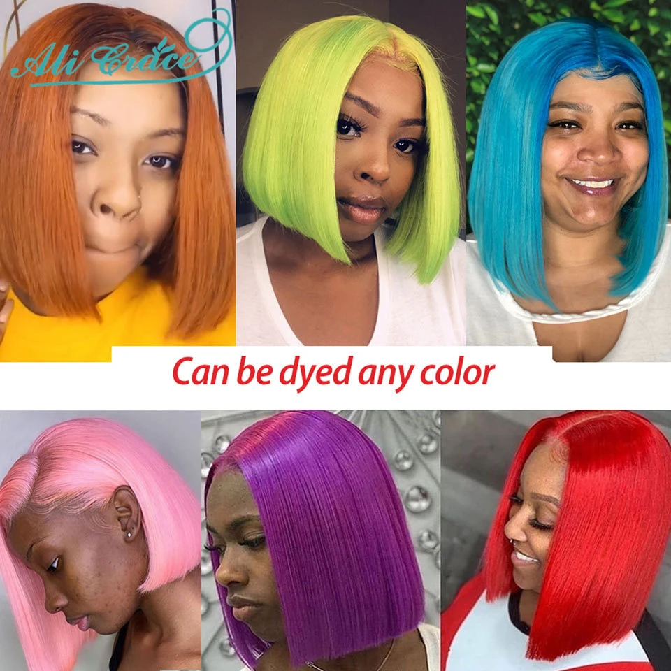 Luvin-613-Blonde-13X6-HD-Transparent-Lace-Front-Human-Hair-Wigs-Straight-Brazilian-Short-Bob-Ombre