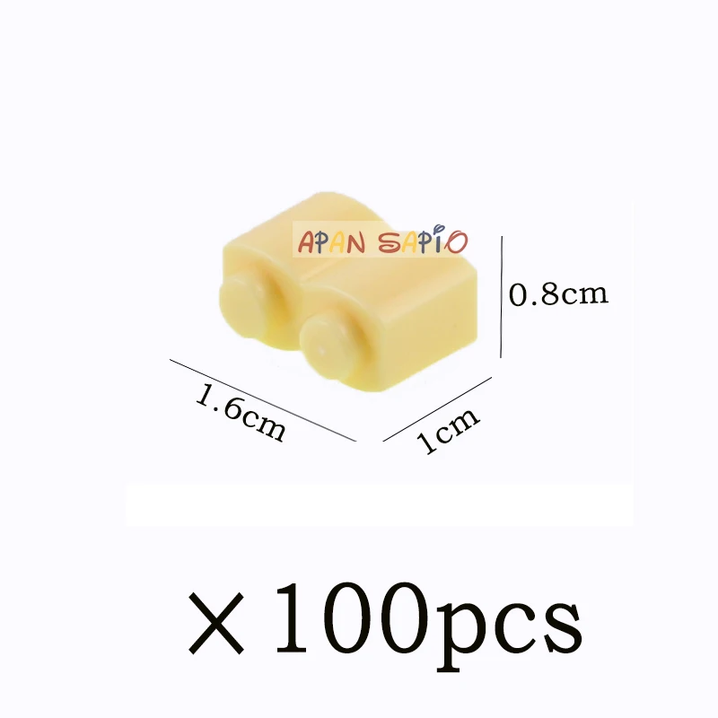 100pcs DIY Building Blocks Figures Wave Bricks 1x2 Dots Educational Creative Plastic Toys for Children Compatible With 30136