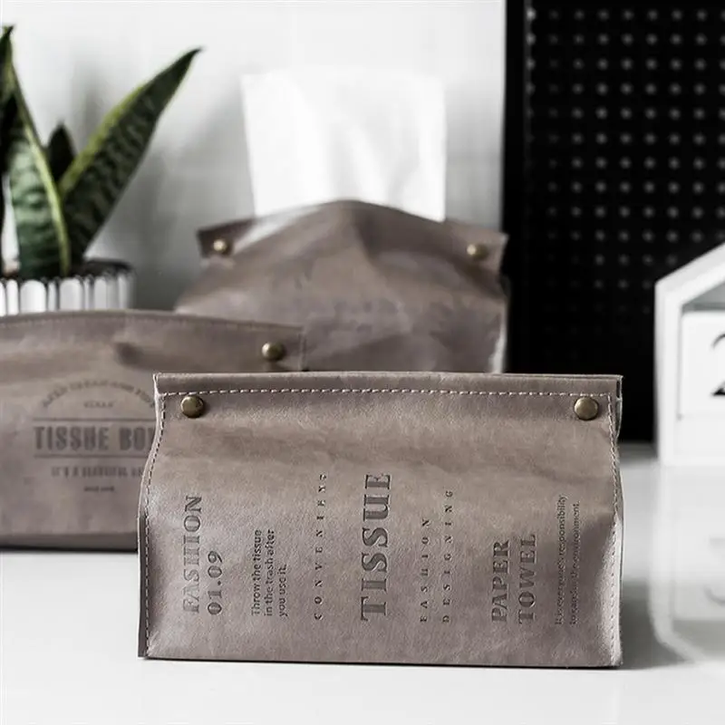 Leather Tissue Box Household Leather Tissue Holder Bedroom Tissue