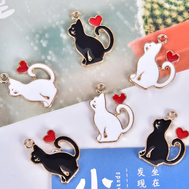 10pcs Cute caring cat Charms Pendants for Decoration Bracelets Necklace Earring KeyChain Jewelry Making | Украшения и аксессуары
