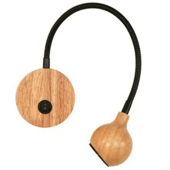 

Modern Wooden Led Wall Lamp With Knob Switch Bedroom Bedside Reading Light Direction Adjustable Indoor Lighting